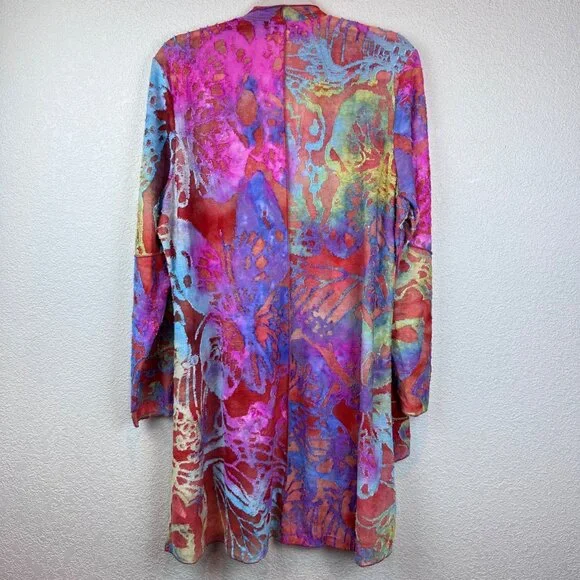 NWT Kamana Cardigan Womens XL Waterfall Watercolors Art to Wear Artsy Coastal - Picture 9 of 10